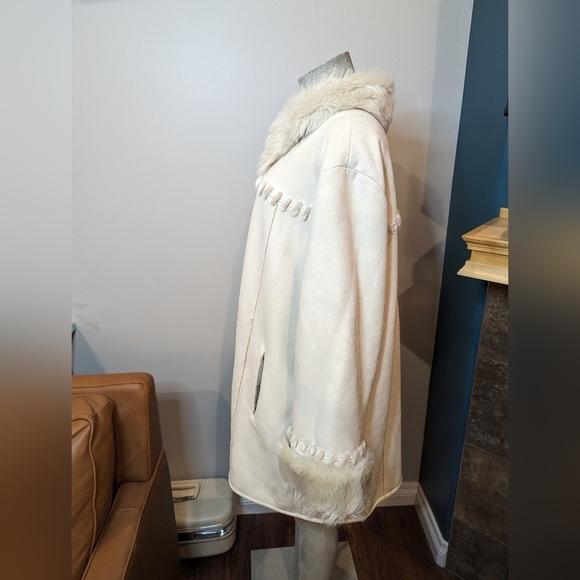 Vintage Novelti Winter White vegan Shearling & Suede Coat plus Size 3X - Picture 7 of 16